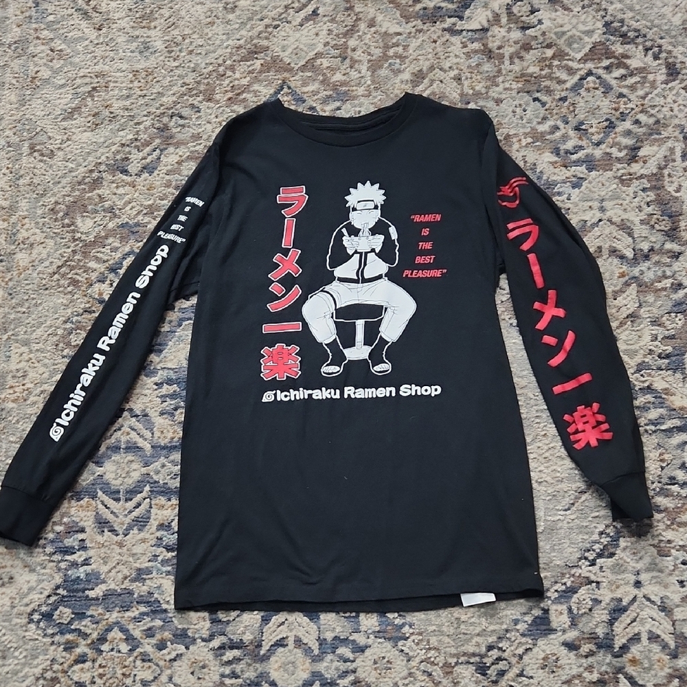Naruto Shippuden Ichiraku Romen Shoo Black Long Sleeve Graphic Tshirt